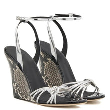 Load image into Gallery viewer, High Quality Customized European American Women's Fashion Pumps Autumn Season Toe Strap Wedges Sandals with High Heels