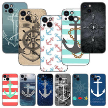 将图片加载到图库查看器,Anchor Boat Ship Wheel Phone Case For iPhone 13 12 Mini 11 Pro XS Max XR X 8 7 6S 6 Plus 5S 5 SE 2020 Black Cover Custom Anchor Hard Back Cover Case