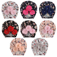 Load image into Gallery viewer, Handmade Luxury Flower With Pearl Cotton Soft Baby Turban Headband Handmade Elastic Baby Head Wrap Newborn Hair Accessories For Girls