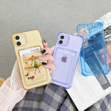 Load image into Gallery viewer, Transparent Wallet Case For iPhone 14 13 12 Pro Max Mini Shockproof Cover with Card Slots Pockets Slim Fit Thin Protective Soft Shock-Absorbing Lightweight Wallet Case