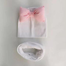 Load image into Gallery viewer, infant Baby Hat Girl big bow Butterfly Knot Cap cotton Collar Scarf set hat for girls baby