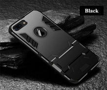 将图片加载到图库查看器,Luxury Black Cool Armor Case For iPhone 8 7 6 6S Plus 5 5s Shockproof Case For iPhone X XS MAX XR Stand Cover Case Heavy Duty Shockproof Armor Dual Layer Protection Back Case Cover