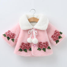 Load image into Gallery viewer, Princess Baby Girls Winter Thick Bownot Cloak Coat Flower for Childre With Flowers