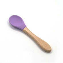 将图片加载到图库查看器,2PCS Bamboo Training Spoons Organic Soft Baby Feeding Silicone Tip Spoon Scoop Easy Grip Handle Toddlers Infant Gifts For Parents And Baby Boys Or Girls