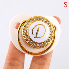Load image into Gallery viewer, Modern Luxury Diamond Transparent Baby Pacifier Luxury Initials Letter D Bling Pacifier Rhinestone For Baby