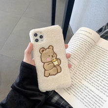 Load image into Gallery viewer, Cute Brown Bear Plush Phone Case For Iphone 14 11 12 13 Pro Max 7 8 X XS Max XR SE2 Autumn And Winter Shockproof Full Case Cover Cute Bear Animal Winter Warm Plush Fabric Phone Case
