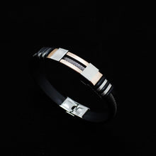 将图片加载到图库查看器,Stainless Steel Silicone Bracelet Men Jewelry Wrist Band Punk Style Men Rubber Charm Brecelet