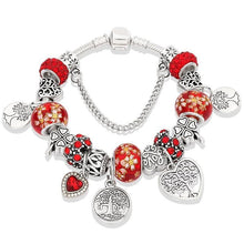 将图片加载到图库查看器,Elegant Modern Amazing Fashion New Luxury Silver Tree of Life Fashion Bracelet Green Leaf Crystal Charm Bracelet