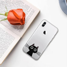 将图片加载到图库查看器,Cute black cat Phone Case for iphone 13 11 12 pro XS MAX 8 7 6 6S Plus X 5S SE 2020 XR case Cute Cat Slim Fit Glossy Stylish Cover Soft Shockproof Phone Case