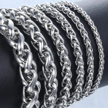 将图片加载到图库查看器,3-10mm Women's Men's Bracelet Stainless Steel Wheat Chain Bracelets Male Gifts Wholesale Jewelry 7-11" KBB8