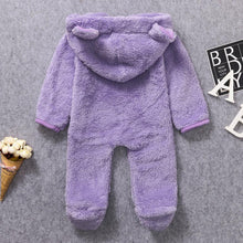 将图片加载到图库查看器,New Winter Trend Warm Newborn Baby Boy Solid Hooded Baby Romper Warm Coat Fleece Jumpsuit Infant Outwear For Boys And Girls