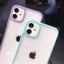 Load image into Gallery viewer, Transparent Shockproof Bumper Phone Case For iPhone 11 12 13 14 Pro Max Mini Cute Candy Color Hard Cover Luxurious Translucent Case for iPhone