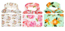 Load image into Gallery viewer, Elegant Colorful Baby Swaddle Wrap Newborn Infant Receiving Blanket Headwear Flower Print Towels With Bow