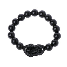 将图片加载到图库查看器,Obsidian Stone Beads Bracelet For Men and Women Unisex Wristband Gold Black Pixiu Wealth and Good Luck Bracelet Design