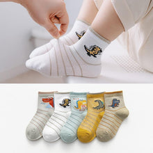 Load image into Gallery viewer, 5 Pairs Kids Socks Striped Sock for Children Fashion Sports Elastic Socks Spring Autumn Summer Breathable Soft Socks For Kids