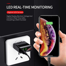 将图片加载到图库查看器,3 Port USB Phone Charger LED Display EU Plug Total Max 3A Smart Fast Charger Mobile Wall Charger For Smartphones
