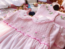 Load image into Gallery viewer, Handmade Luxury Interesting Baby Girl Spring Autumn Long Sleeve Pink Handmade Smoking Dress