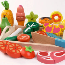 将图片加载到图库查看器,Simulation Kitchen Pretend Toy Wooden Classic Game Montessori Educational Toy For Children Kids Gift Cutting Fruit Vegetable Set