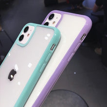 Load image into Gallery viewer, Transparent Shockproof Bumper Phone Case For iPhone 11 12 13 14 Pro Max Mini Cute Candy Color Hard Cover Luxurious Translucent Case for iPhone