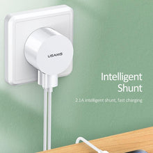 Load image into Gallery viewer, White Fast Charging 2.1A 2 Port EU/UK/US Plug Wall Charger Mobile Round Phone Chargers