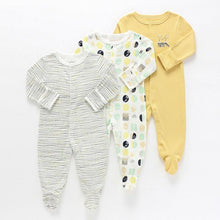 Load image into Gallery viewer, 3Pcs Baby unisex Rompers Long Sleeve Sleep suit Cartoon Jumpsuit Baby Pajamas Stes For Kids Between 0-12Months