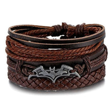 Load image into Gallery viewer, Vintage Black Bead Bracelets For Men Fashion Hollow Triangle Leather Bracelet & Bangles Multilayer Wide Wrap Jewelry For Men and Women