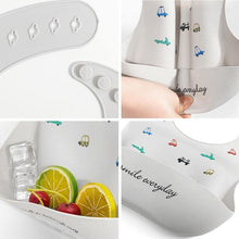 将图片加载到图库查看器,Cute Cartoon Print Baby Bibs Waterproof Soft Silicone Baby Feeding Stuff Dinosaur Pattern Bib For Kids
