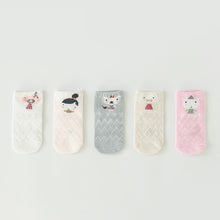 Load image into Gallery viewer, 5 Pairs Thin Combed Cotton Cute Animal Baby Socks Mesh Short Socks For Newborns Boys & Girls