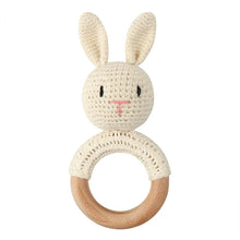 Load image into Gallery viewer, BPA Free Baby Wooden Teether Crochet Rattle Toy for Newborns