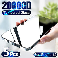 将图片加载到图库查看器,5Pcs 20000D Black Transparent Screen Protector for iPhone 14 13 12 mini 11 Pro X XS Max XR SE 9H 2.5D Clear Tempered Glass Film Edge to Edge Case Friendly Screen Protection Film For iPhone