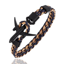 Load image into Gallery viewer, Modern Fashion Elegant Airplane Anchor Luxury Bracelets For Women Charm Leather Amazing Bracelets For Men Metal Hooks Hope homme jewelry Aviation style