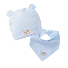 将图片加载到图库查看器,Cute Kids Hat with Bibs Candy Solid Colors for Boys and Girls Beanies Hats Cotton new Born Baby caps & Bibs