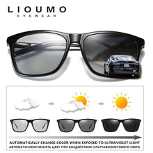 将图片加载到图库查看器,LIOUMO Square Design Chameleon Polarized Sunglasses Men Women Photochromic Driving Goggles Retro Anti-Glare gafas de sol hombre