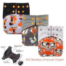 Load image into Gallery viewer, All-In-One Cloth Diaper for Baby Bamboo Charcoal Eco-friendly Baby Cloth Diaper
