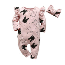 Load image into Gallery viewer, Modern Baby Girls Romper Cartoon Rabbit Pattern Cotton Long Sleeve Jumpsuit+Headband Outfits Set Jumpsuit With Bow