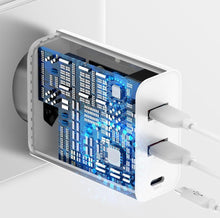 Load image into Gallery viewer, 3 Ports USB Fast Charger 60W Support Quick Charge Type-C PD Charger QC 4.0 3.0 Phone Charger