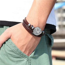 将图片加载到图库查看器,Trendy Modern Jewelry Leather Bracelet Men Braided Multilayer Anchor Bracelets Ladies Rope Chain for Male Jewelry Classic Style