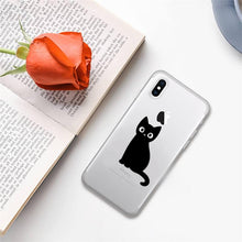 将图片加载到图库查看器,Cute black cat Phone Case for iphone 13 11 12 pro XS MAX 8 7 6 6S Plus X 5S SE 2020 XR case Cute Cat Slim Fit Glossy Stylish Cover Soft Shockproof Phone Case