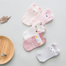 Load image into Gallery viewer, 5 Pairs Thin Combed Cotton Cute Animal Baby Socks Mesh Short Socks For Newborns Boys & Girls