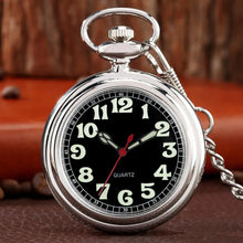 Load image into Gallery viewer, Noctilucent Fluorescent Open Face Arabic Numerals Quartz Pocket Watch Chain Luminous Pendant Jewelry Clock Gifts Men Women Kids