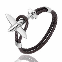 将图片加载到图库查看器,Stainless Steel Gold Aviation Airplane Anchor Bracelets For Men and Women In Retro Leather Bracelet Air Force Style Homme Jewelry Style