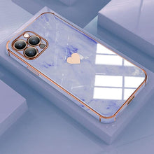 Load image into Gallery viewer, Luxury Shockproof Soft Case For iPhone 13 12 11 Pro Max XS XR X R 8 7 Plus iPhone12 12Pro iPhone11 Marble Texture Covers Luxury Love Phone Case Cute Side Small Heart Pattern Soft Shockproof Full Lens Case for iPhone