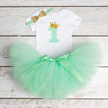 Load image into Gallery viewer, Modern New Baby Girls Outfits for 1st First Birthday Party Romper and Headband 3Pcs Suit For Girls