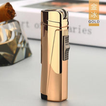 将图片加载到图库查看器,NEW Modern Luxury Grinding Wheel Three Torch Turbo Lighters For Cigarettes Accessories Cigar Smoking Lighters New Metal Design