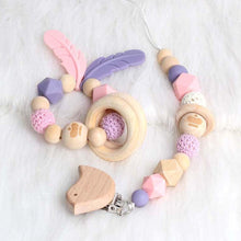 将图片加载到图库查看器,Modern Wood Pacifier Clip Chain Holder Nipples Pacifier Clips Pacifier Teether Teething Toy Cartoo Wooden Bracket For Pacifier For Kids