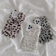 Load image into Gallery viewer, Fashion Fluffy Plush Leopard Camera Protection Phone Case For iphone 13 11 12 Pro MAX X XS XR Winter Warm Girl Soft and Comfortable Case Unique Design Soft Cover