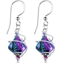 Load image into Gallery viewer, 925 Silver Spiral Dichroic Glass Earrings Created with Crystals