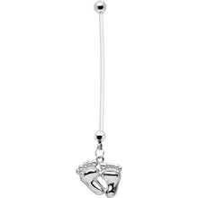 将图片加载到图库查看器,Stainless Steel Baby Foot Prints Pregnant Belly Ring