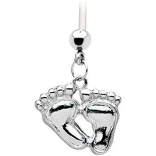 将图片加载到图库查看器,Stainless Steel Baby Foot Prints Pregnant Belly Ring
