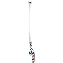 将图片加载到图库查看器,Stainless Steel Holiday Candy Cane Pregnant Belly Ring
